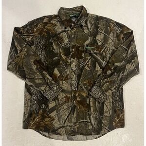 Remington Camo Hunting Shirt Men's Large Button Up Long Sleeve Woodland Pocket